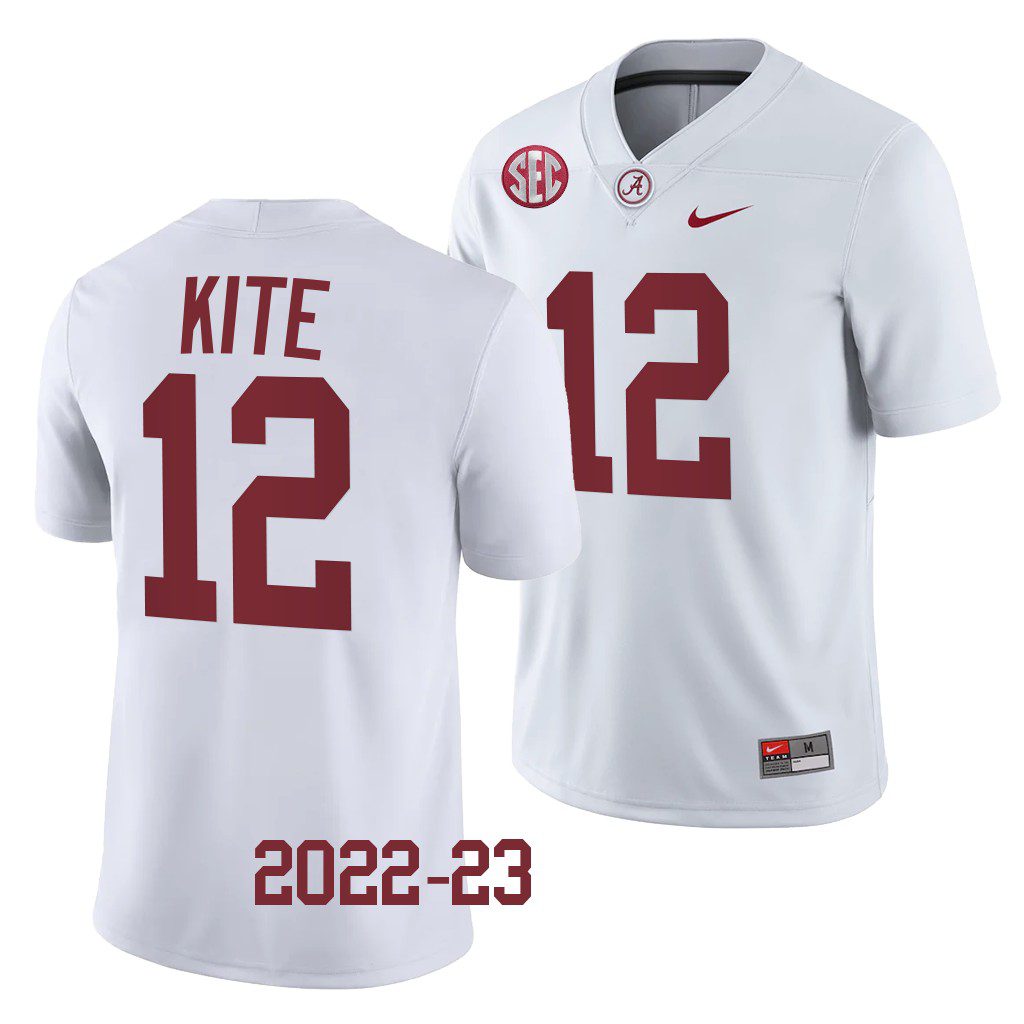 Men's Alabama Crimson Tide Antonio Kite #12 2022-23 White NCAA College Football Jersey